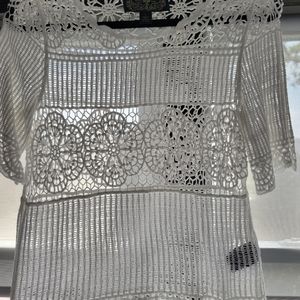 White crochet short sleeve Top